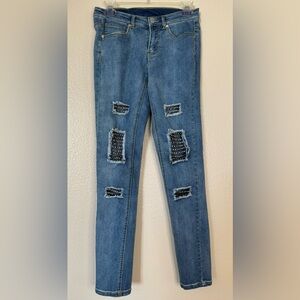 VENUS Fishnet & Rhinestone Skinny Jeans Sz 2